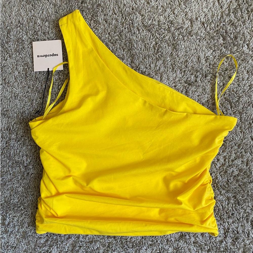 REVOLVE superdown ANNA ruched cotton one shoulder top L - Picture 4 of 7